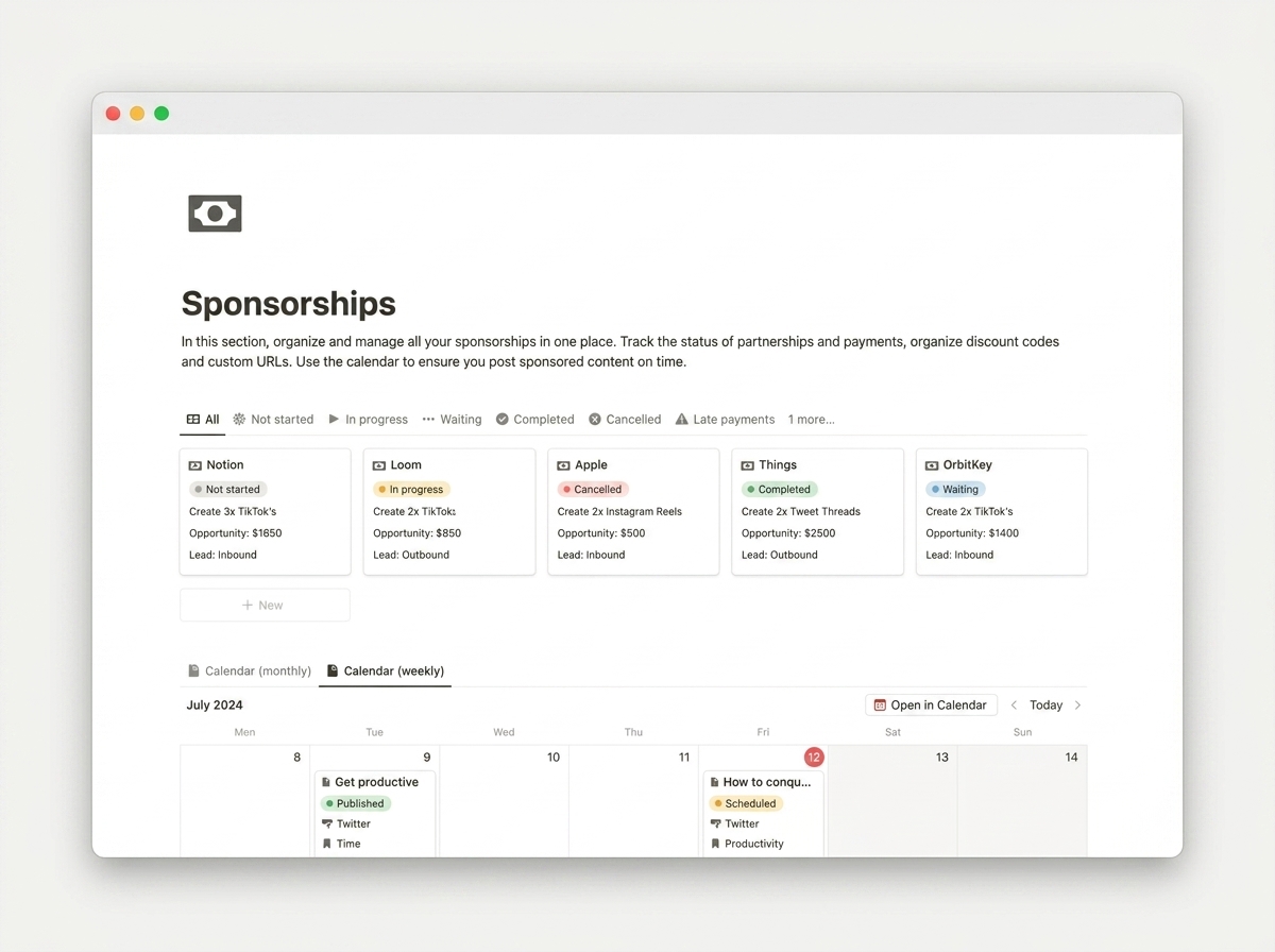 Content Creator Studio — Sponsorships