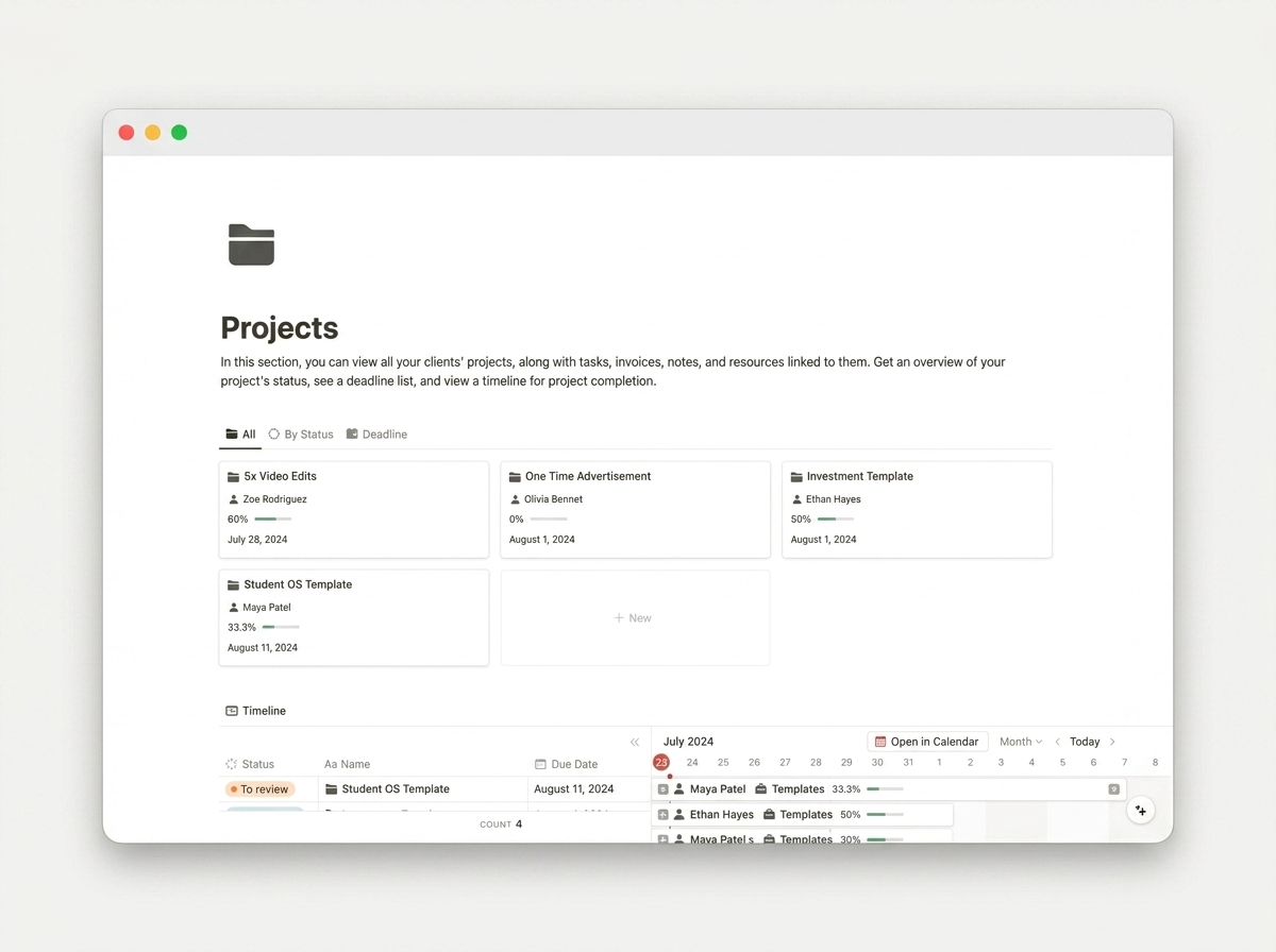 Freelance Business Hub — Project pipeline