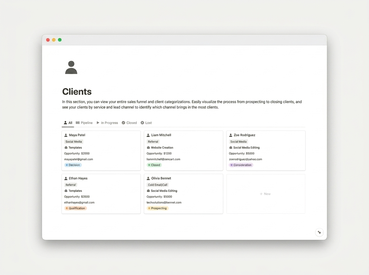 Freelance Business Hub — Client manager