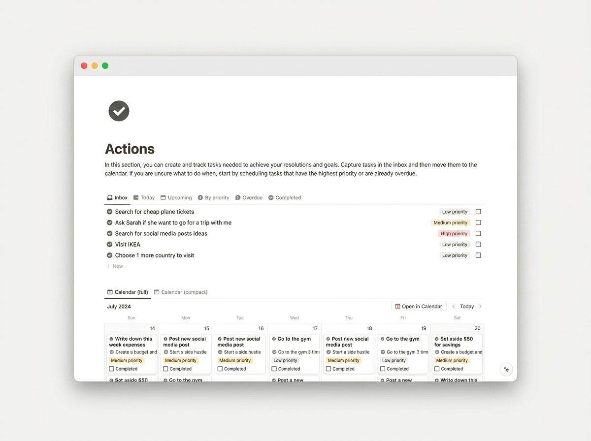 Life Design System — Action steps