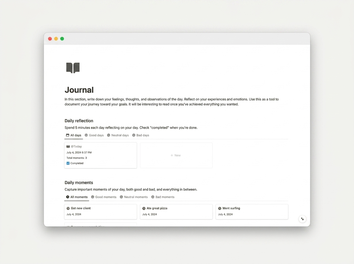 Life Design System — Reflection journal