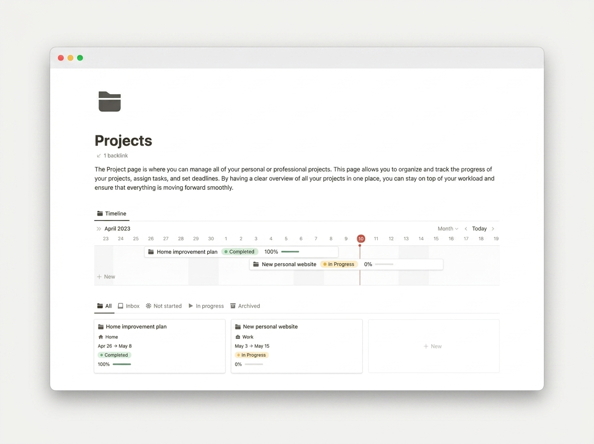 Personal Productivity OS — Project tracker