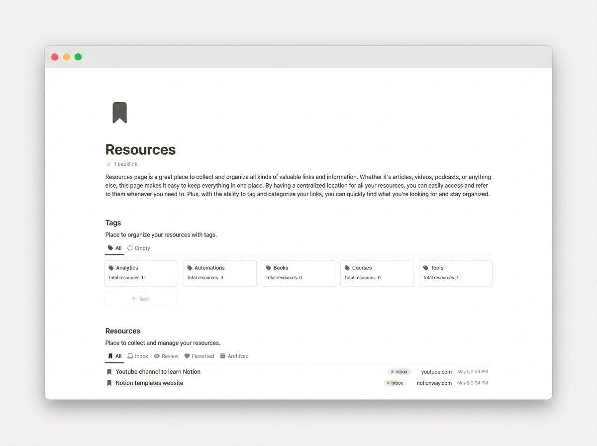 Personal Productivity OS — Resource vault