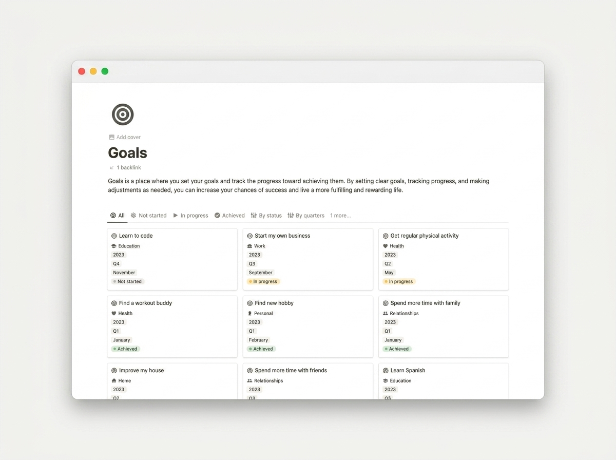 Personal Productivity OS — Goal planner