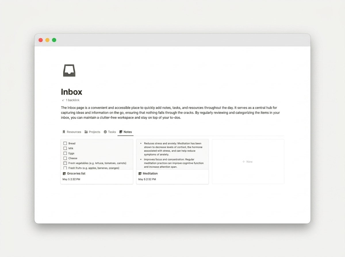 Personal Productivity OS — Quick capture