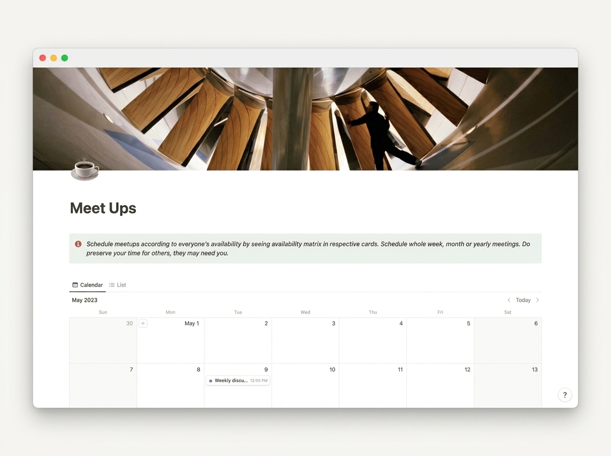Team Directory Hub — Meetup calendar