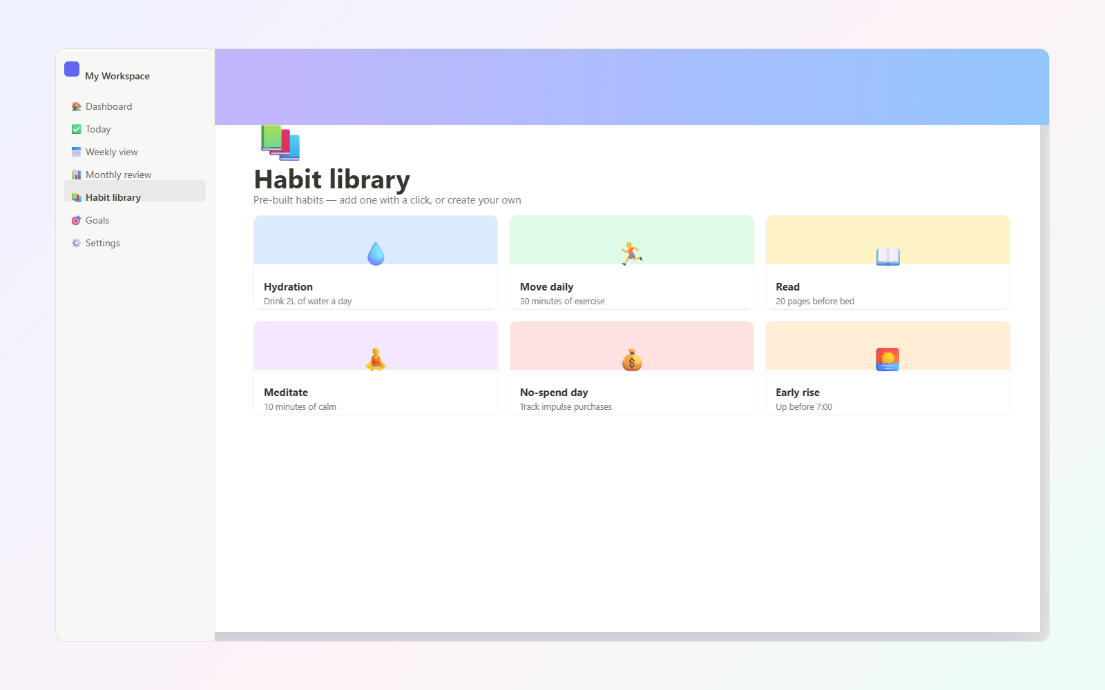 Daily Habit Tracker — Habit library