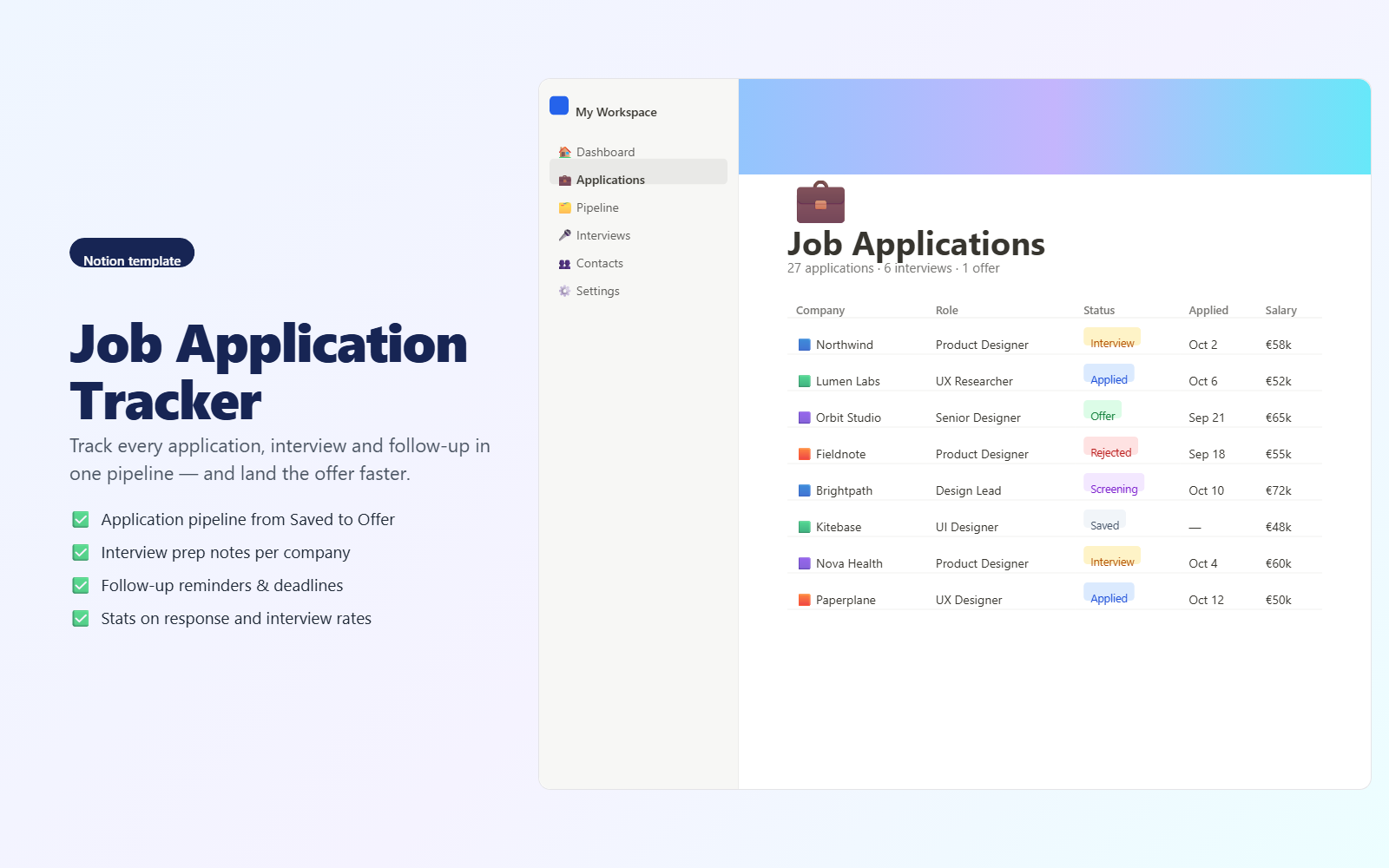 Job Application Tracker — preview