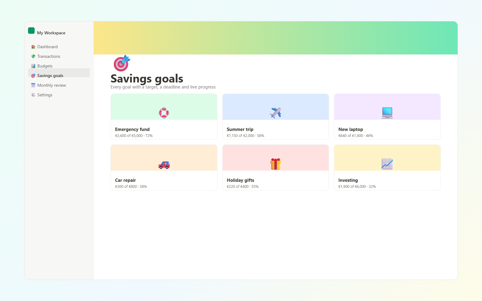 Personal Budget Tracker — view 3