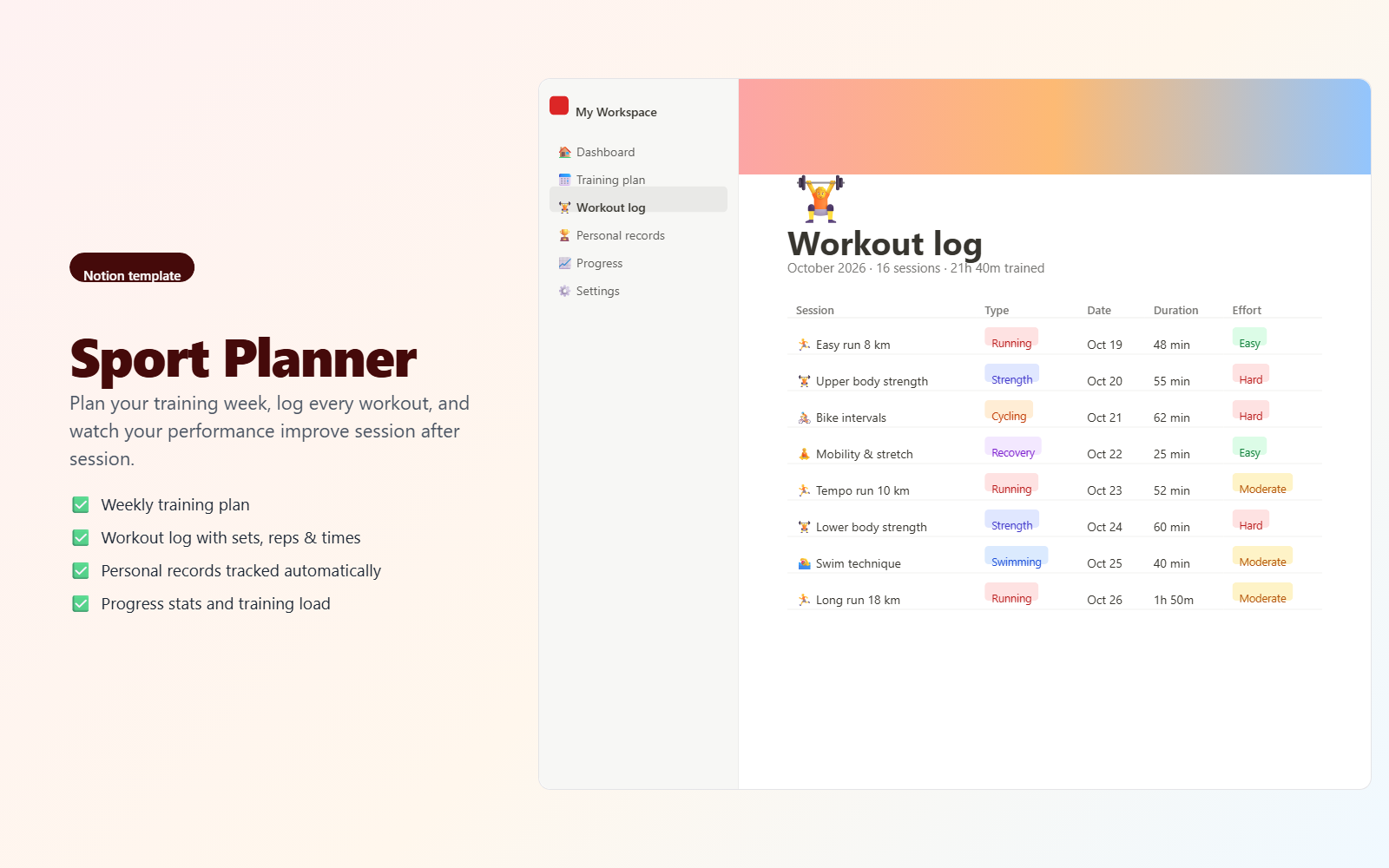 Sport Planner — preview