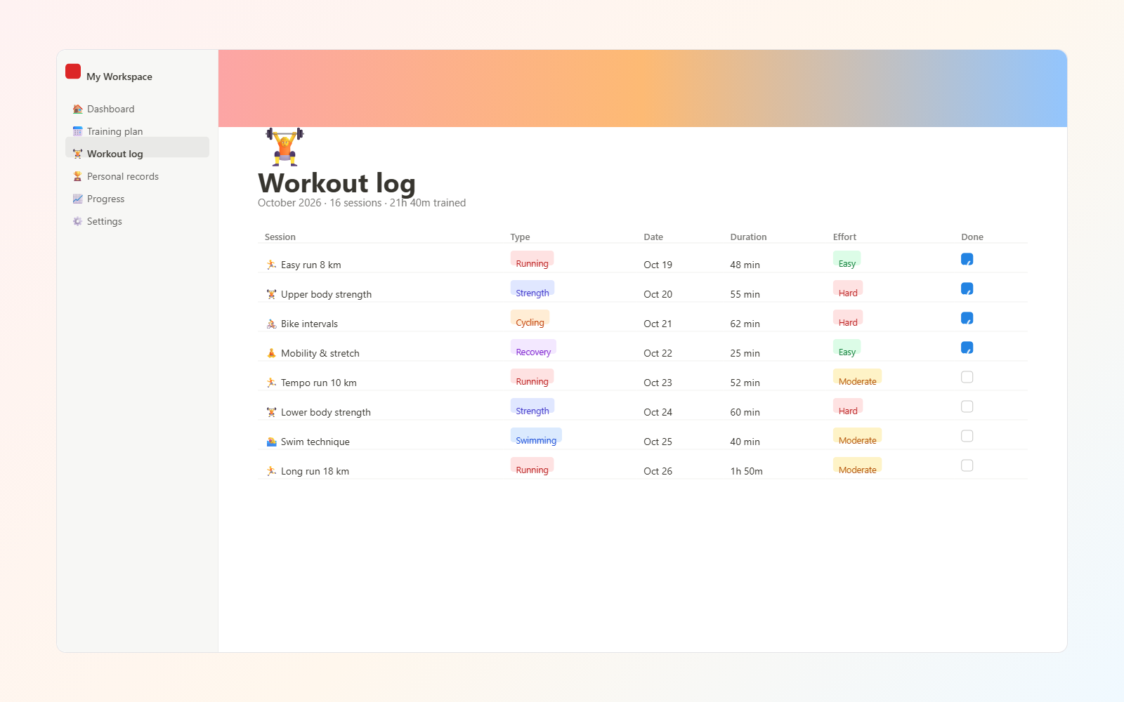 Sport Planner — view 2