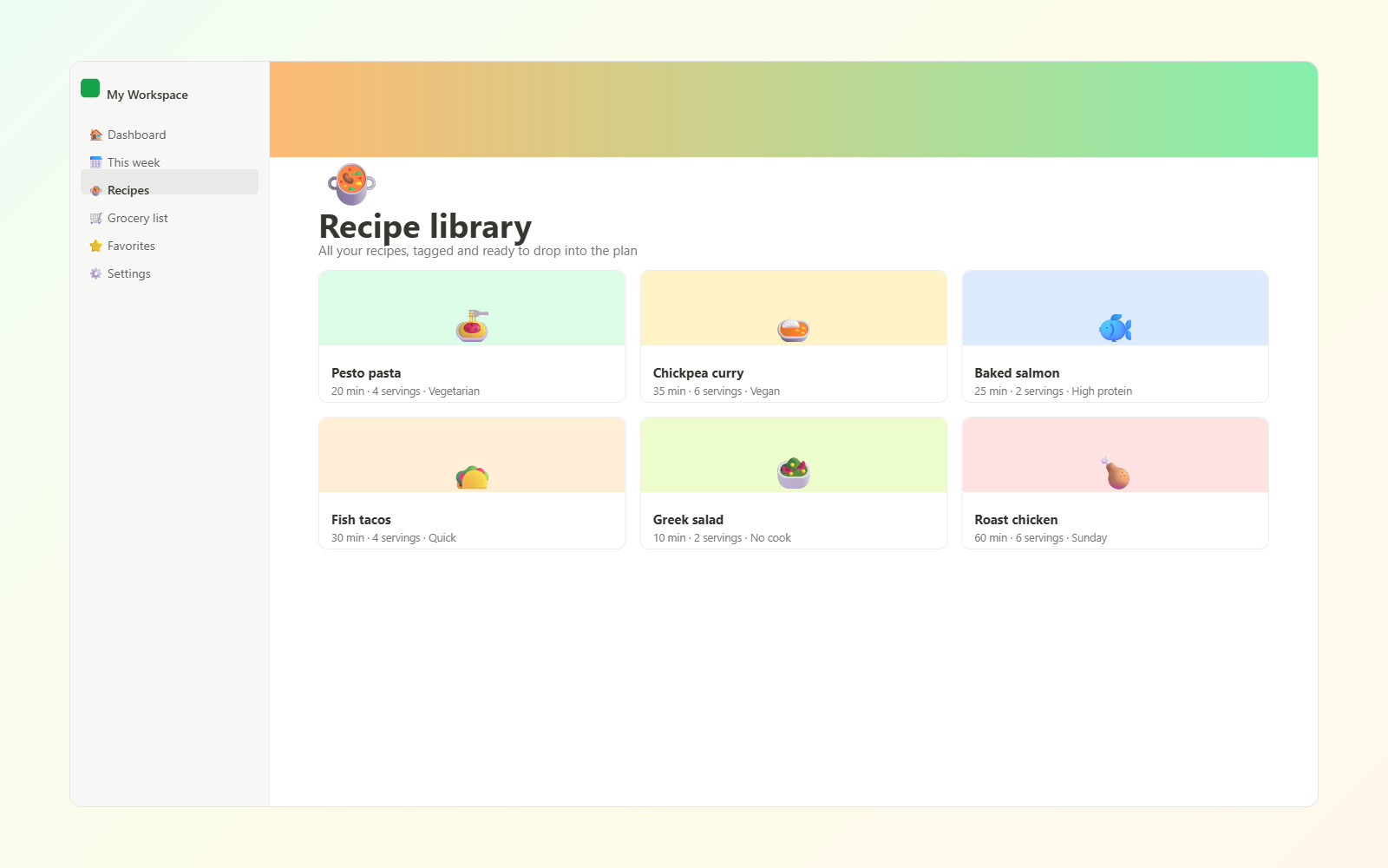 Weekly Meal Planner — view 3